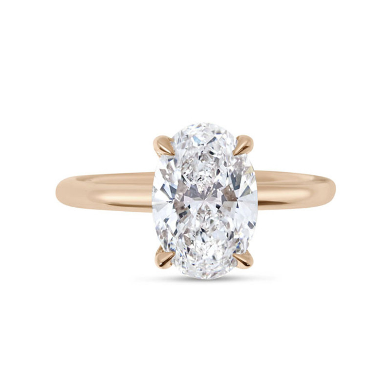 Oval Cut Rose Gold Solitaire Lab Grown Diamond Engagement Ring