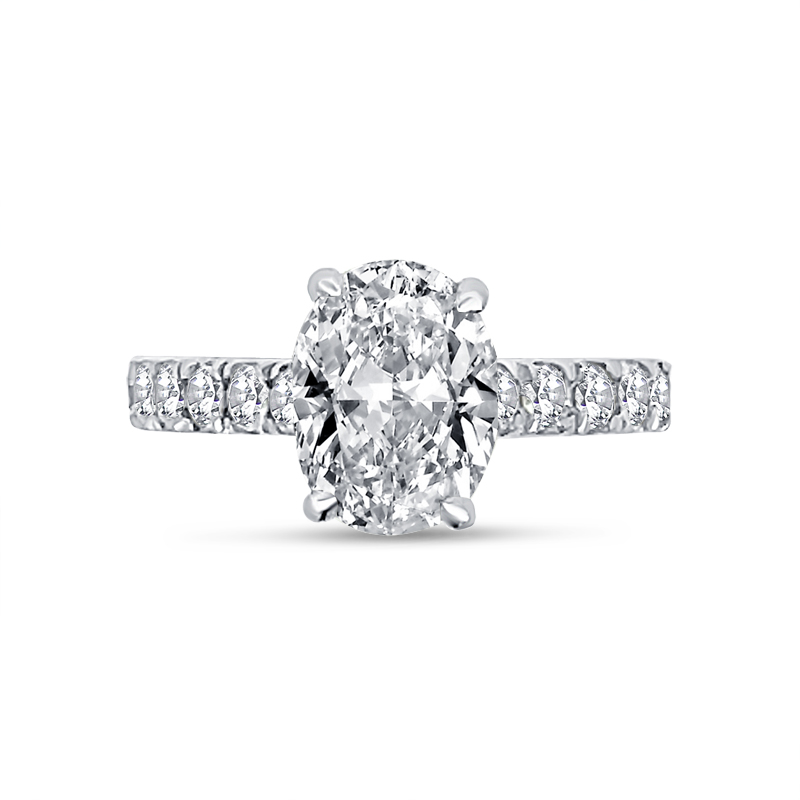 Oval Cut Thick Band Diamond Engagement Ring