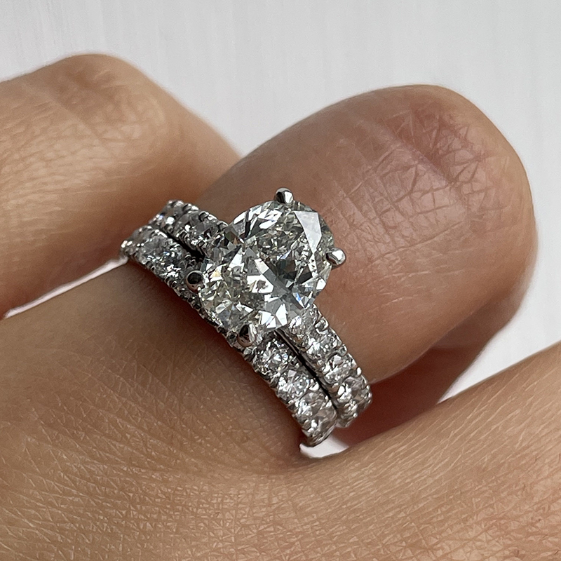 Oval Cut Thick Band Diamond Engagement Ring