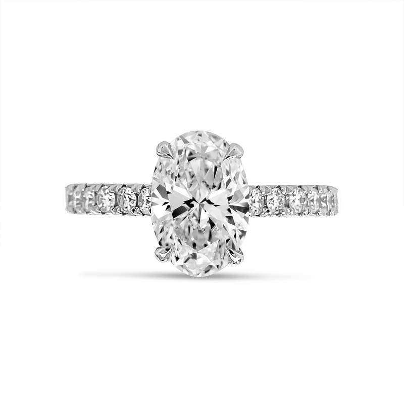 Oval Cut Thin Band Lab Grown Diamond Engagement Ring