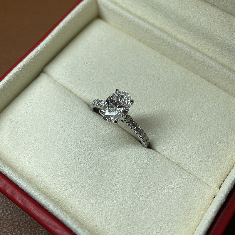 Oval Cut Thin Band Lab Grown Diamond Engagement Ring