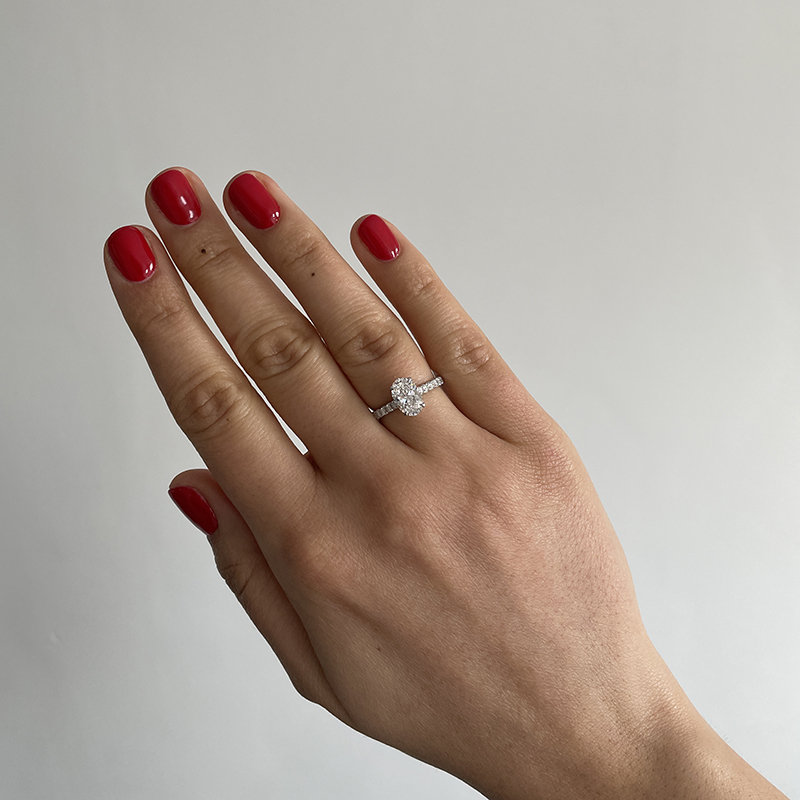 Oval Cut Thin Band Diamond Engagement Ring