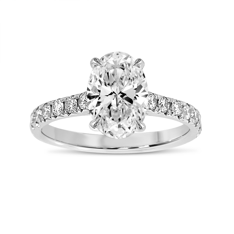 Oval Cut Thin Band Lab Grown Diamond Engagement Ring