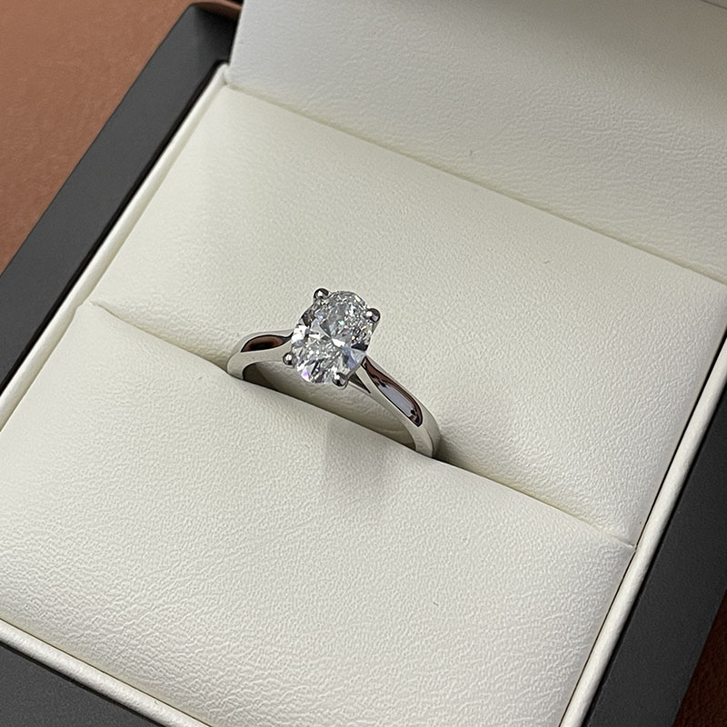 Oval Floating Solitaire Lab Grown Diamond Engagement Ring Reve Diamonds