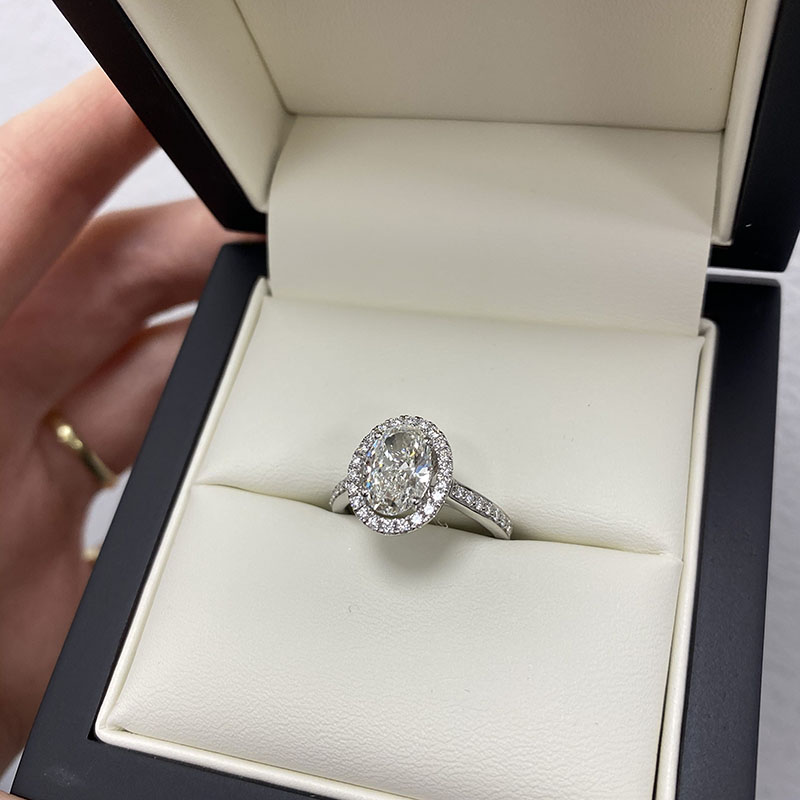 Oval Halo Thin Pave Diamond Engagement Ring