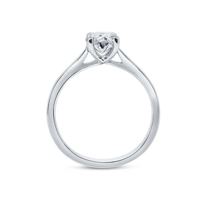 Oval Floating Solitaire Diamond Engagement Ring