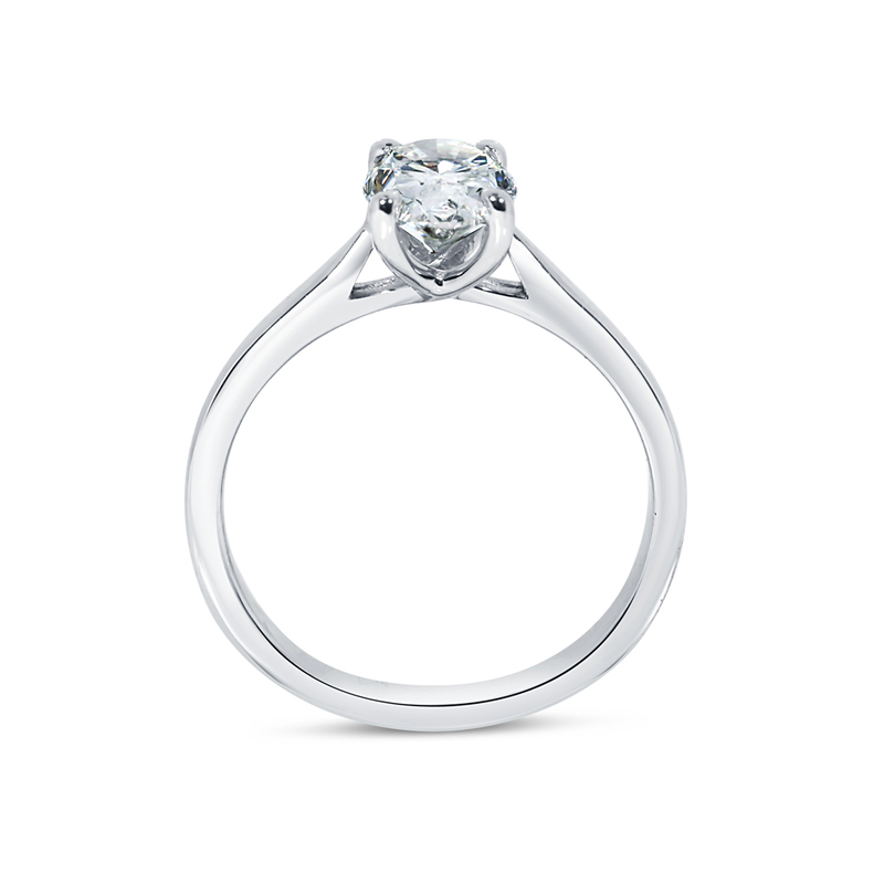 Oval Floating Solitaire Diamond Engagement Ring