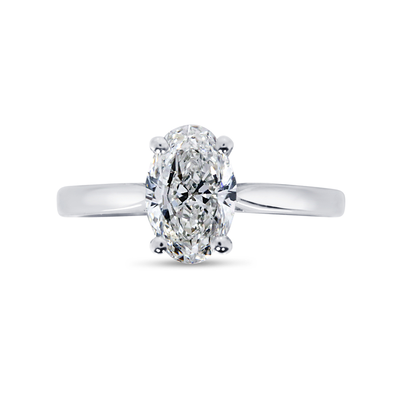 Oval Floating Solitaire Diamond Engagement Ring