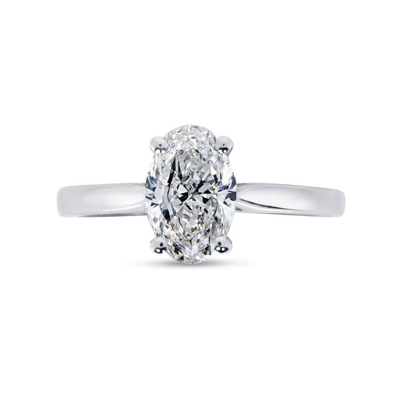 Four Claw Floating Round Cut Solitaire Diamond Engagement Ring Top View