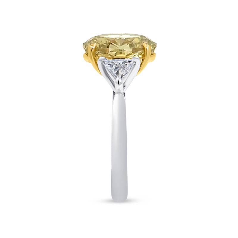 Yellow Oval Lab Grown Diamond Triangle Side Engagement Ring