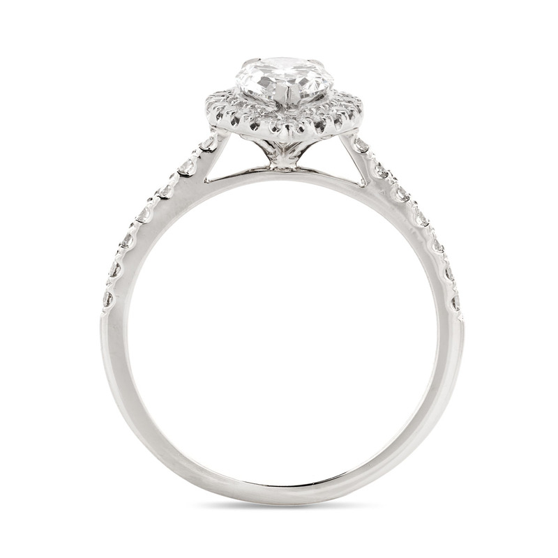 Pear Cut Lab Grown Diamond Halo Engagement Ring