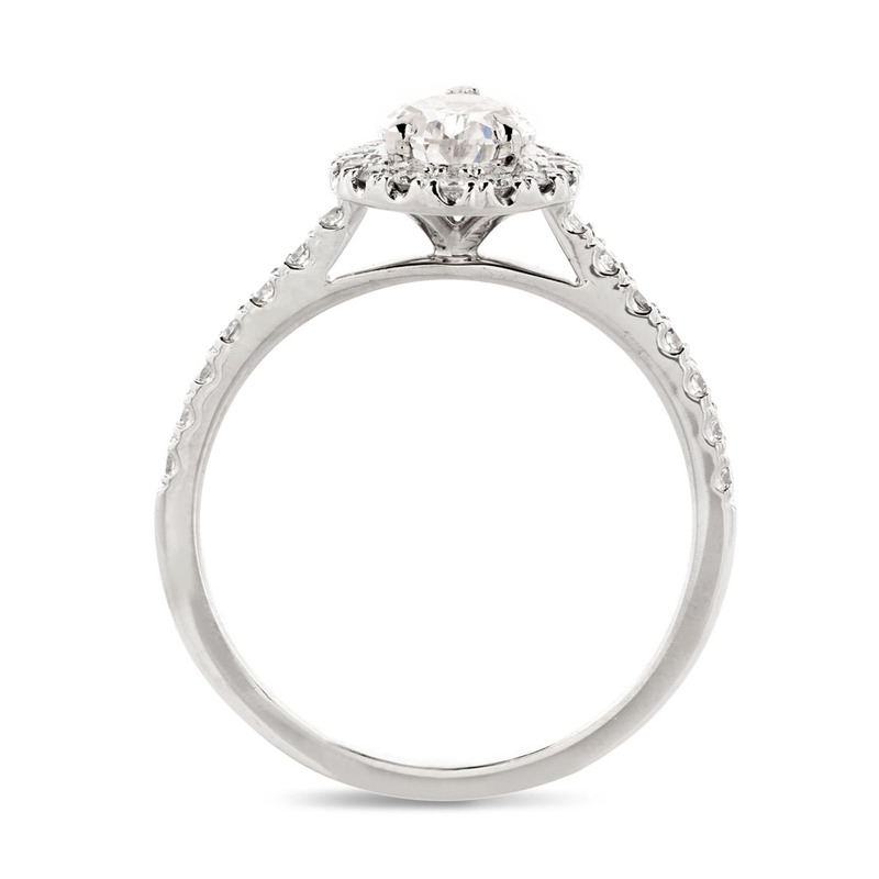 Pear Cut Lab Grown Diamond Halo Engagement Ring