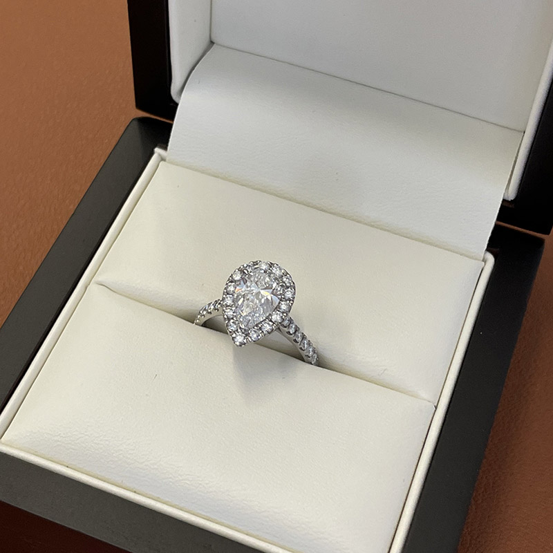 Pear Shape Diamond Halo Engagement Ring