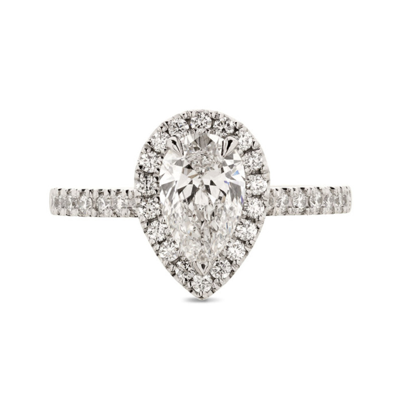Pear Cut Diamond Halo Engagement Ring Top View