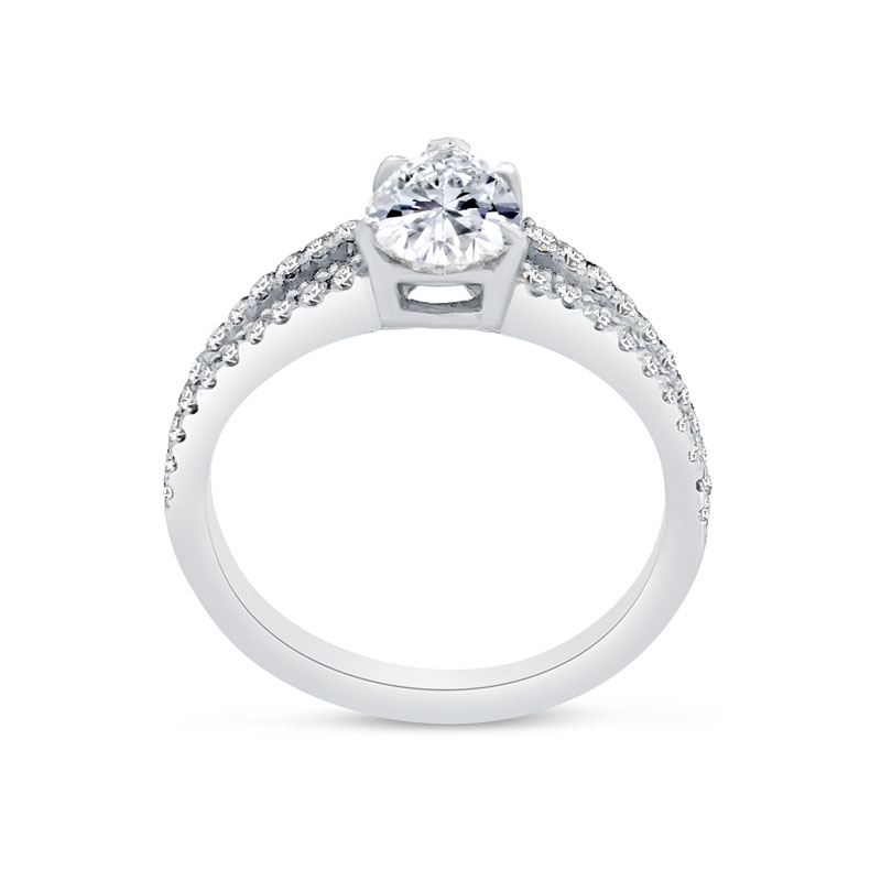 Pear cut micro set split shank Diamond Engagement Ring