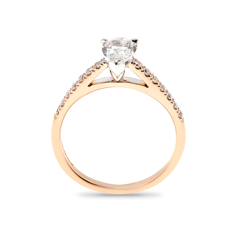 Pear Shape Micro Setting Lab Grown Diamond Engagement Ring