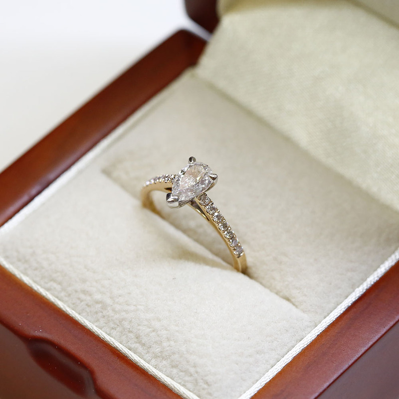 Pear Cut Micro Setting Diamond Engagement Ring