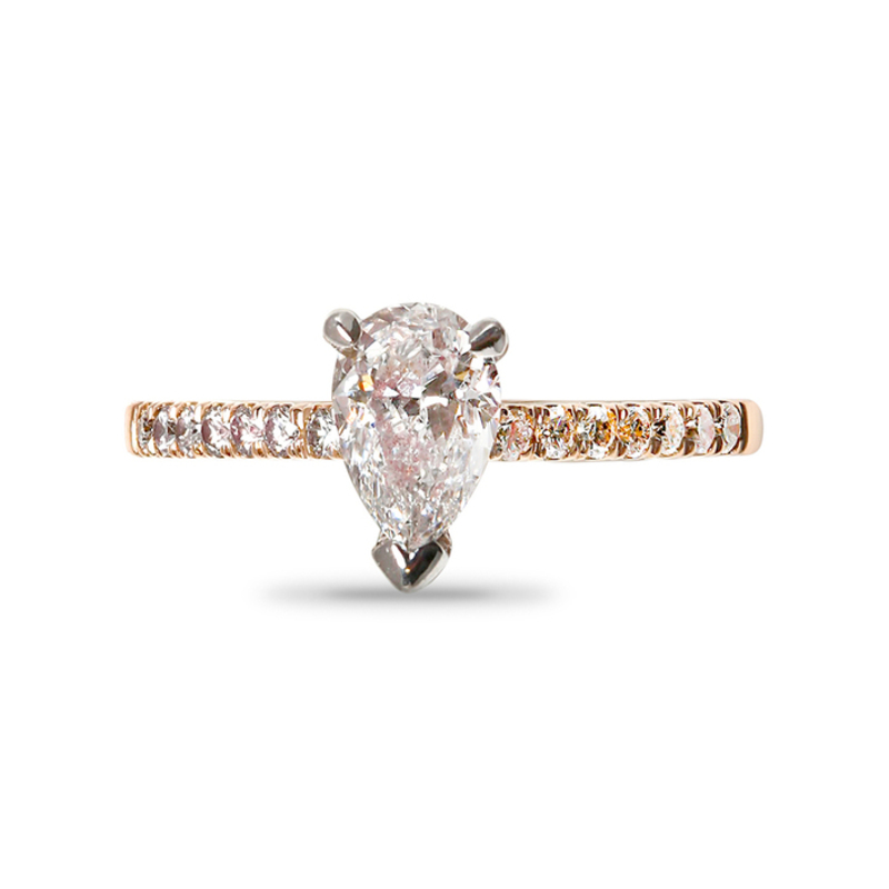 Pear Cut Micro Setting Lab Grown Diamond Engagement Ring