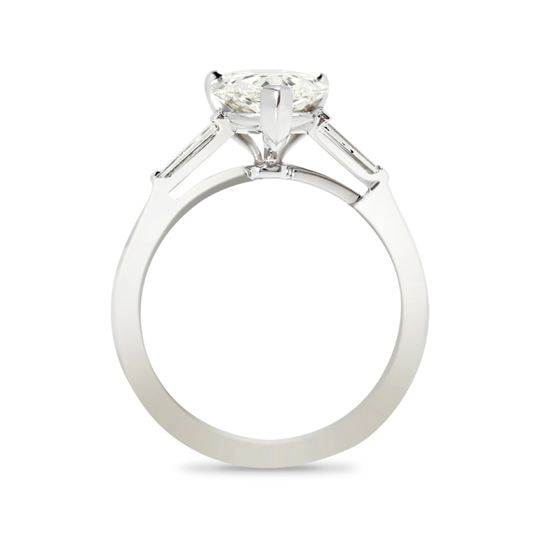 Pear and Tapered Baguettes Design Lab Grown Diamond Engagement Ring