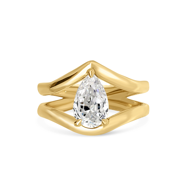Pear Shape Split Shank Diamond Engagement Ring