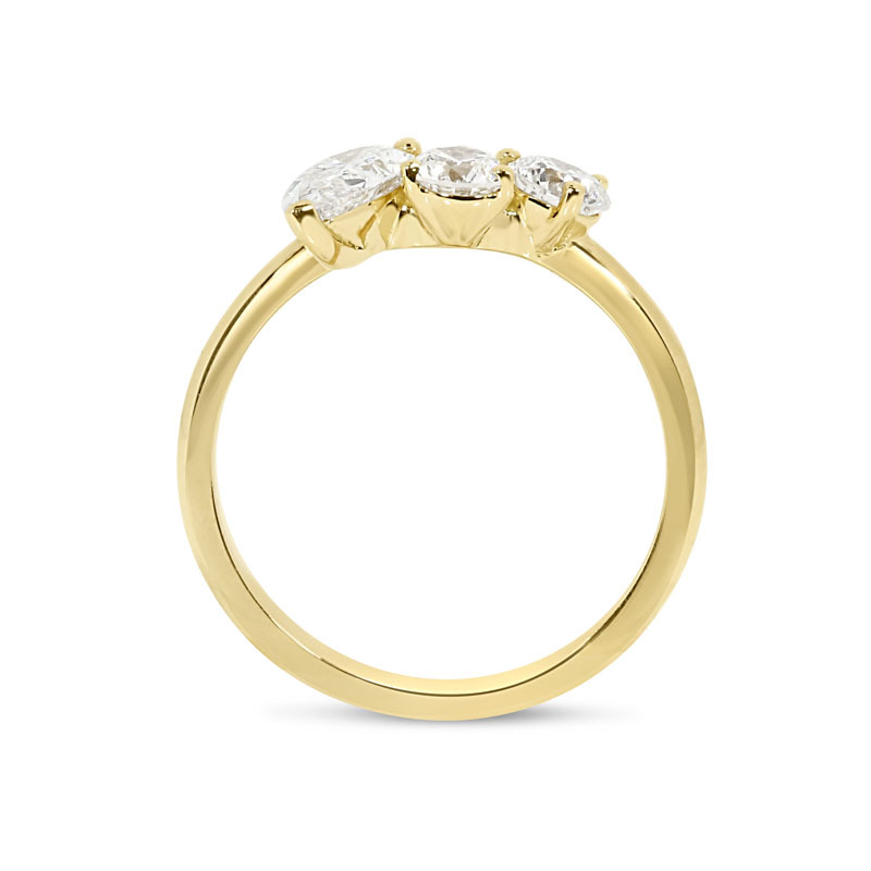 Pear Shape Multi Stones Round Diamond Engagement Ring