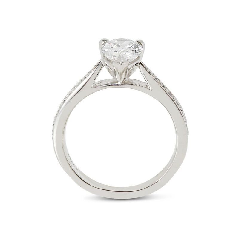  Pear Cut Diamond Tapered Pave Setting Engagement Ring