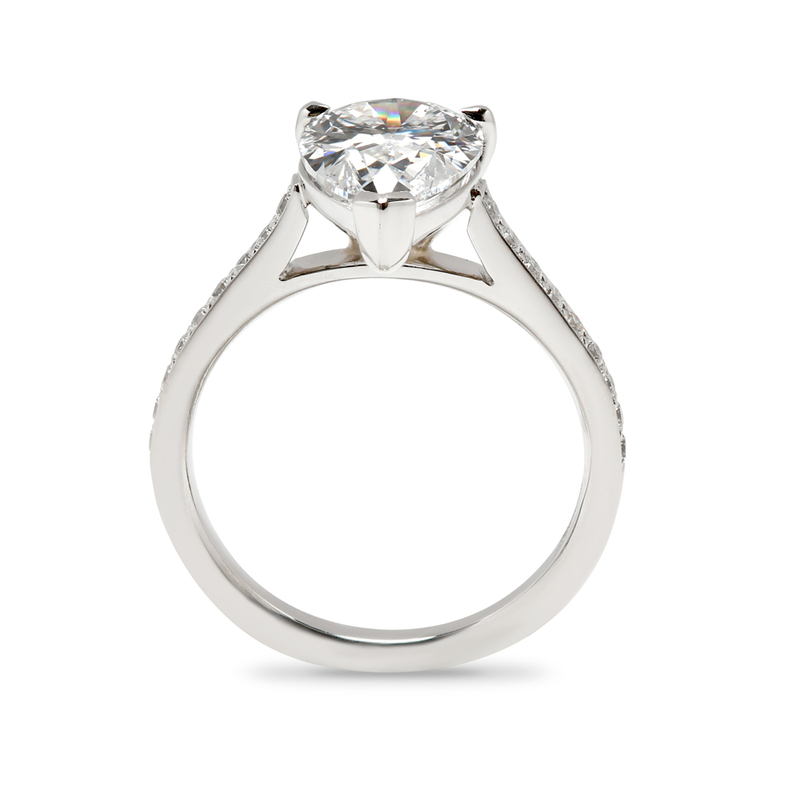 Pear Cut Pave Setting Lab Grown Diamond Engagement Ring