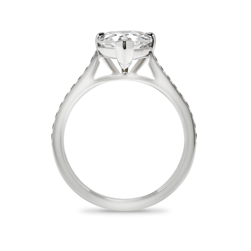 Pear Cut Pave Setting Diamond Engagement Ring
