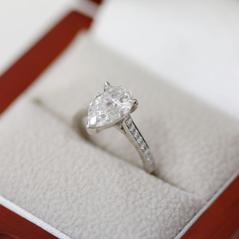 Pear Cut Pave Setting Diamond Engagement Ring