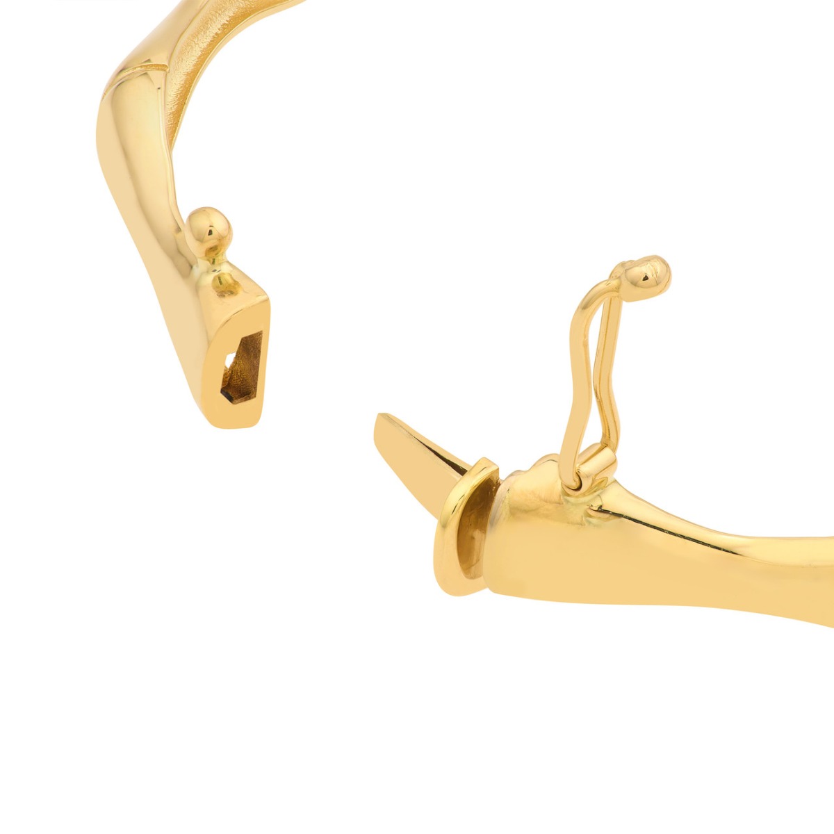 Polished Bamboo Style Gold Bangle 