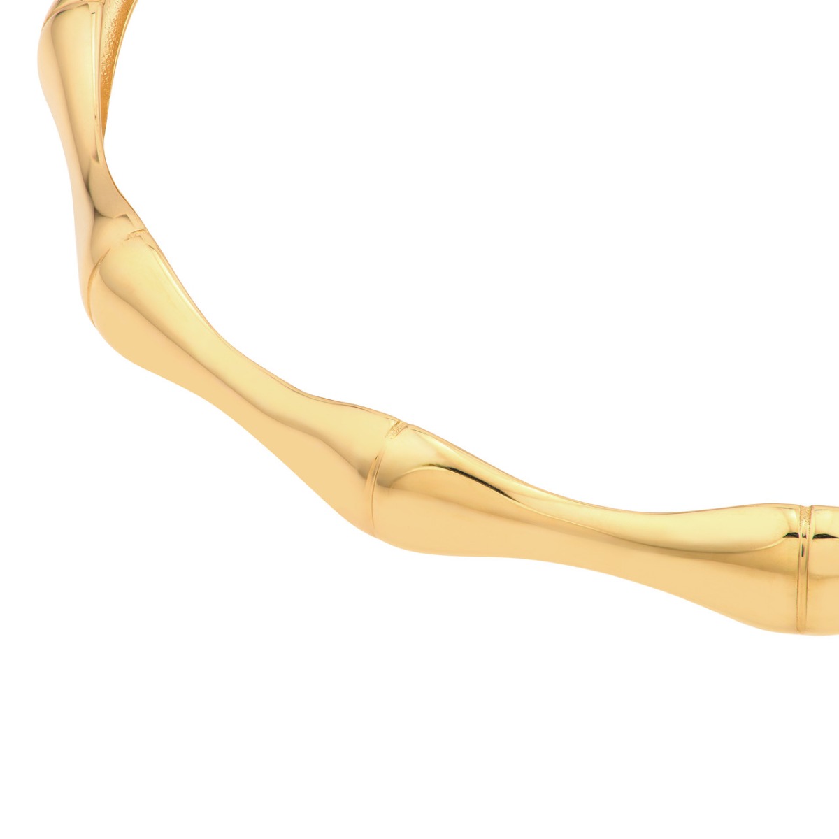 Polished Bamboo Style Gold Bangle 