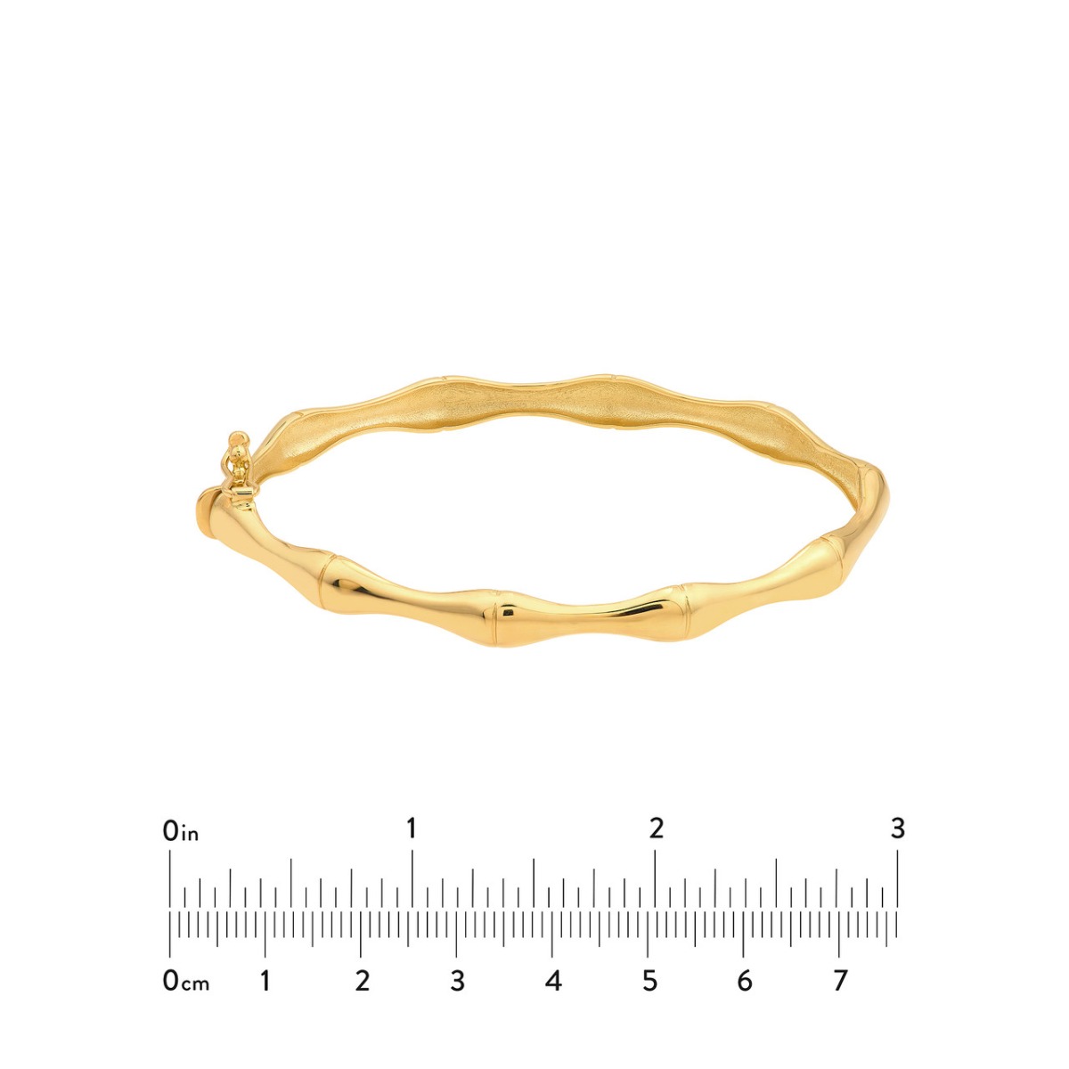 Polished Bamboo Style Gold Bangle 