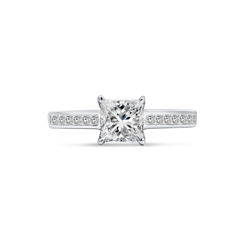 Princess Shape Channel Set Diamond Engagement Ring