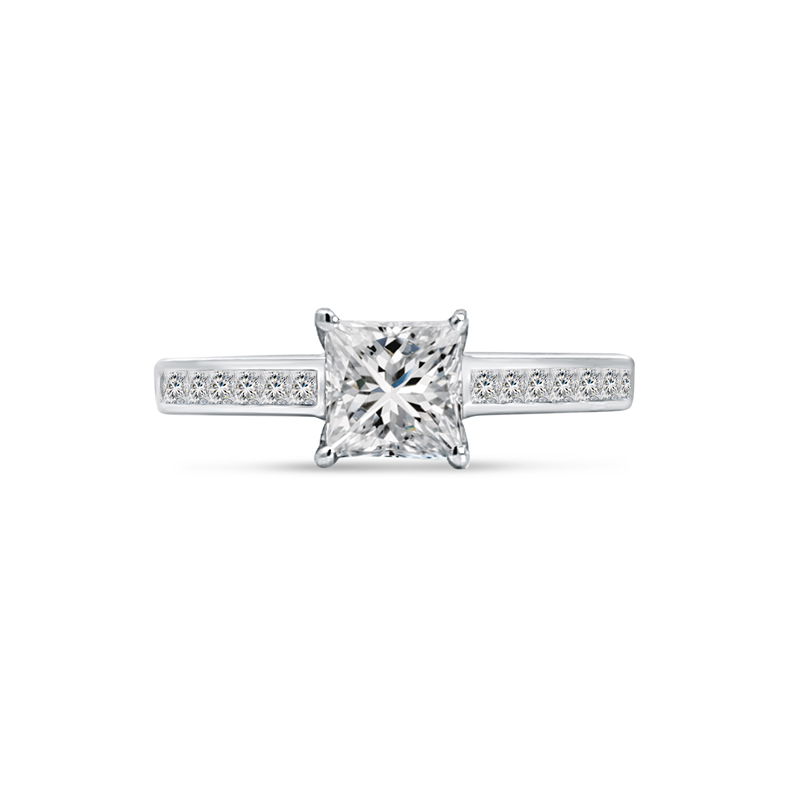 Princess Cut Channel Set Lab Grown Diamond Engagement Ring