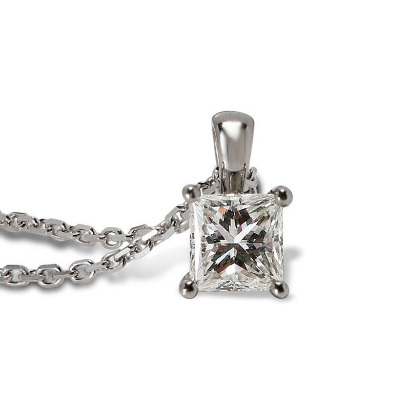 Princess Cut Diamond Solitaire Pendant