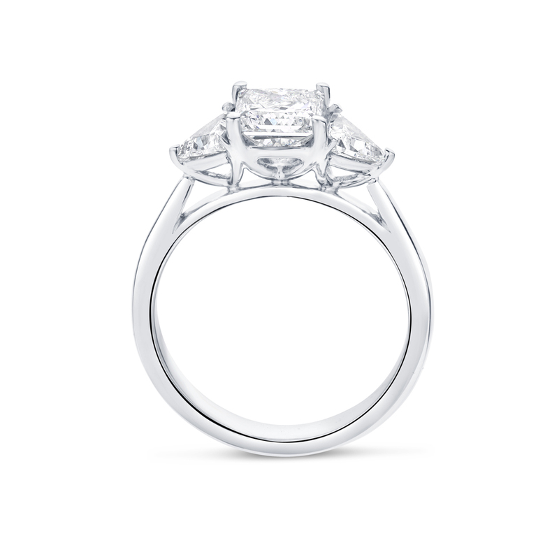  Princess Cut Trilliant Side Stones Trilogy Lab Grown Engagement Ring