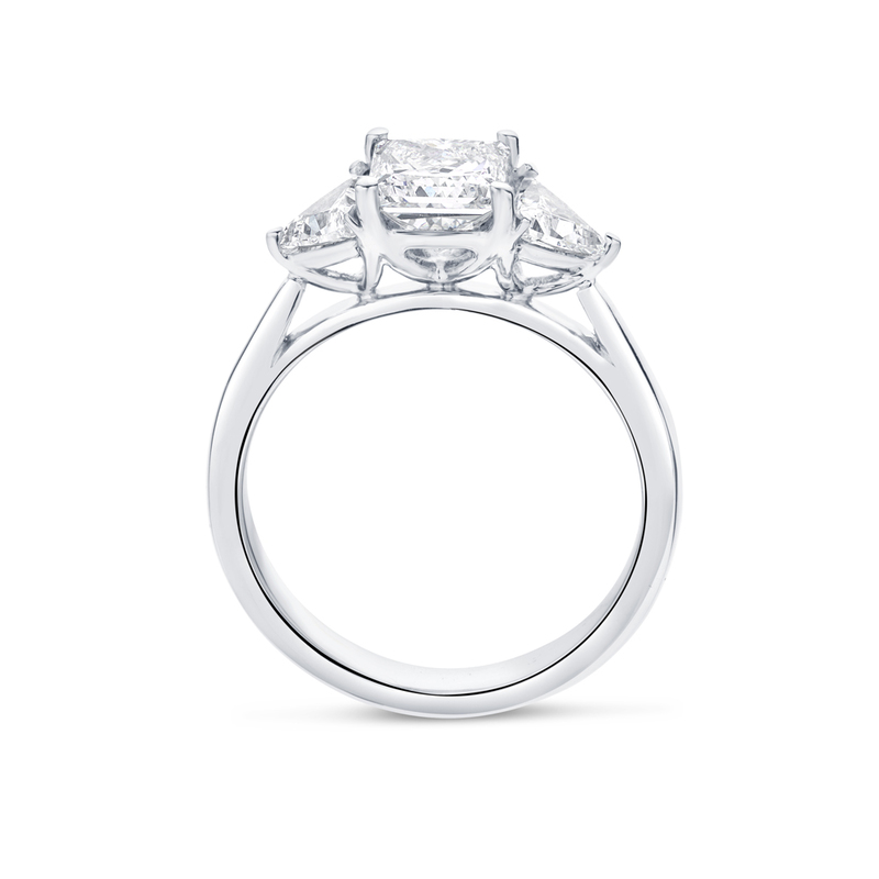 Princess Cut Trilliant Side Stones Trilogy Engagement Ring 