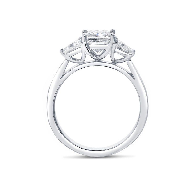 Princess Cut Trilliant Side Stones Trilogy Engagement Ring 