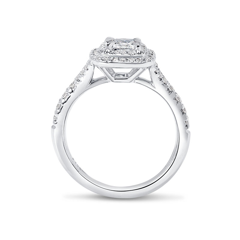 Double Halo Princess Shape Diamond Engagement Ring