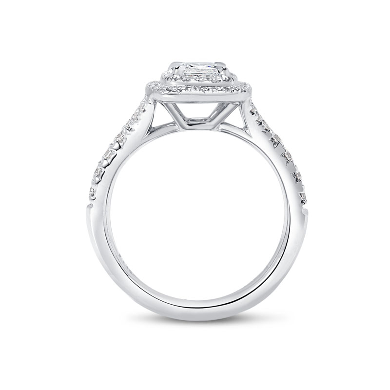 Double Halo Princess Shape Diamond Engagement Ring