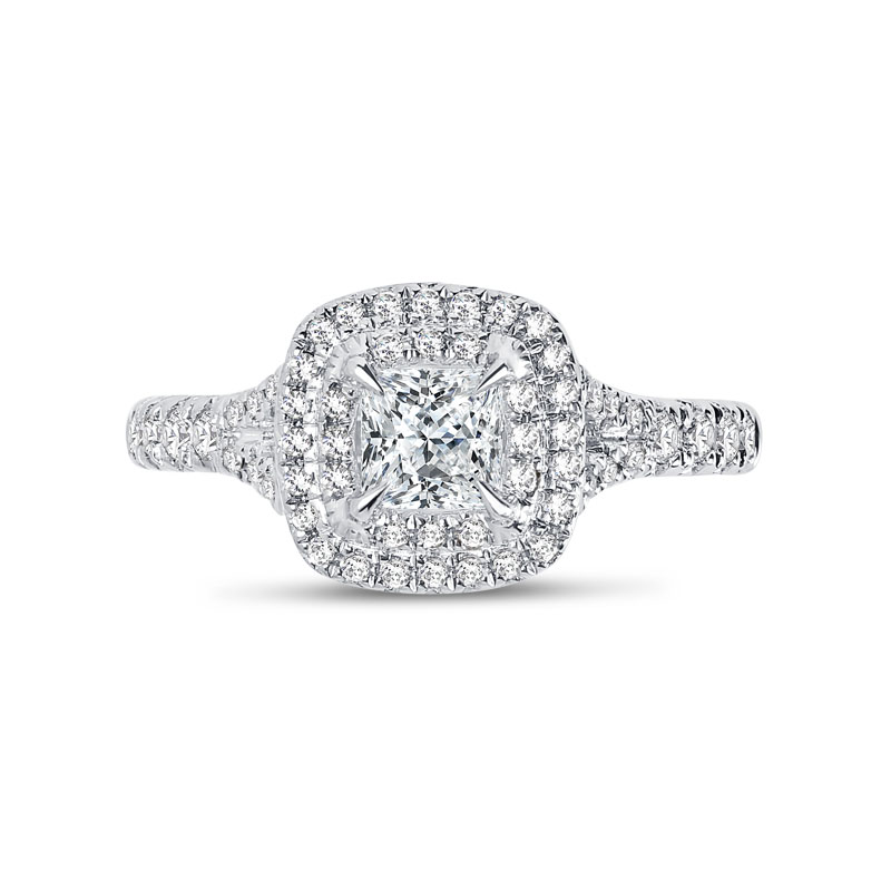 Double Halo Princess Shape Lab Grown Diamond Engagement Ring