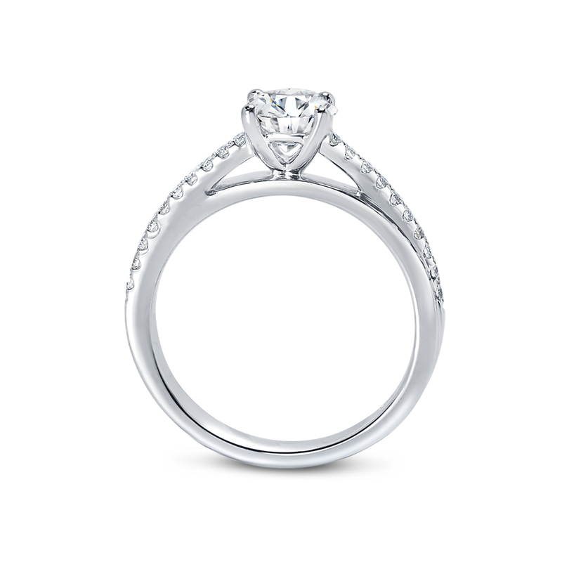 Interweaving Micro Set Band Round Diamond Engagement Ring