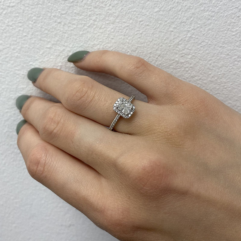 Radiant Shape Diamond Halo Engagement Ring Reve Diamonds