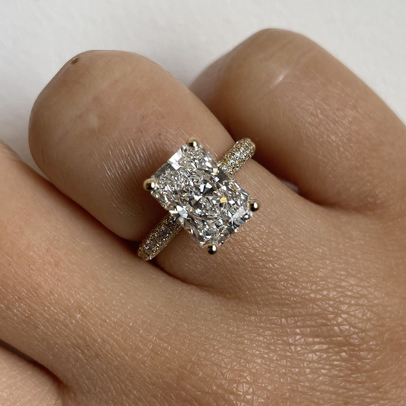 Radiant Cut Hidden Halo Diamond Engagement Ring