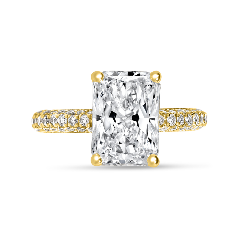 Radiant Cut Hidden Halo Diamond Engagement Ring