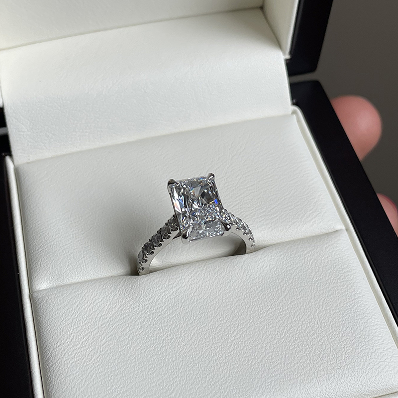 Radiant Cut Micro Set Diamond Engagement Ring