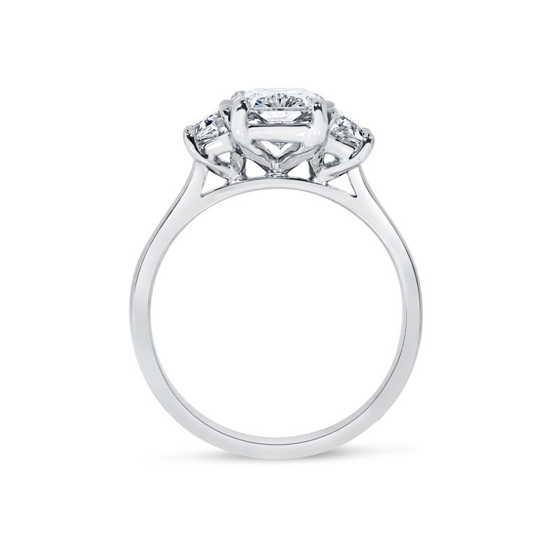 Radiant Cut Trapezoids Trilogy Lab Grown Diamond Engagement Ring