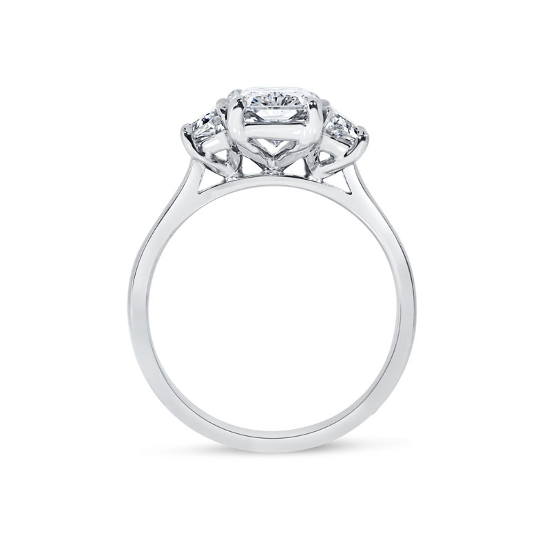 Radiant Cut Trapezoids Trilogy Diamond Engagement Ring