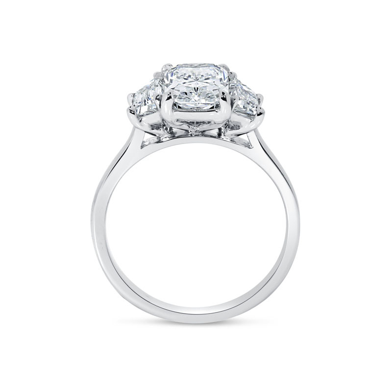 Radiant Cut Trapezoids Trilogy Lab Grown Diamond Engagement Ring