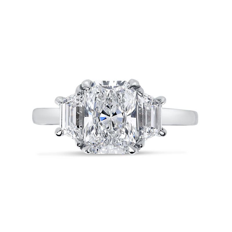 Radiant Cut Trapezoids Trilogy Lab Grown Diamond Engagement Ring